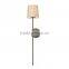 Factory price hot sale UK style antique nickel wall light with off white linen shade for indoor decoration