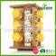 Hot selling glass spice jars with bamboo rack wholesale