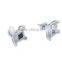 Black and White CZ 925 Sterling Silver Earrings in Micro Pave Setting