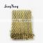 New fashion 100% Acrylic yarn dyed check-design crochet blanket yellow-green color thermal blanket