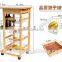 USA /EU FASHIONAL Wooden Kitchen Trolley With FOUR Metal Wire Brackets/ceramic Tile on Top With Drawer