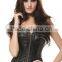 Fashion Women's sexy steampunk leather steel boned waist cincher corset overbust mid zipper bustier