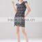 Short Sleeve Flower Cut-out Metallic Effect Ladies Slim Body Crochet Dress SR- D782