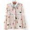 2017 2018 ladies cat print pink chiffon collar fashion blouses