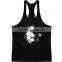 100% cotton printed mens Y black gym tank top