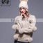 High quality fox fur pom pom decorated woollen sweater for ladies