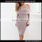 Women Off Shoulder Sheath Knitted Sweater Long Sleeve Maxi Dress