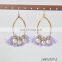4 Tassels & 3 Pearl Anitc Gold Iron Wire Hoop Earrings