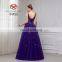 Women Sleeveless purple A-line prom dress with beautiful Handmade star beading