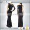 Western Style Dress Sexy Slim Fit Lace perspective long black dress for women