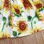 Explosion style yellow sling top sunflower skirt suit