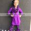 Cheap wholesale children boutique fall outfit cotton ruffle pants set plain cotton dress