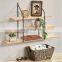 3-Tier  Wide Metal Wall Decor Storage Organizer Display Shelf with wooden panel