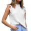 Solid color stitching sleeveless top fashion casual chiffon T-shirt vest