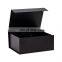Custom anti-scratch matte lamination black folding flat magnetic gift box with ribbon