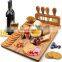 factory direct sale high quality cheese board and knife set bamboo serving tray