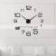 hot sale largest size modern 3d diy sticker wall clock for home decor