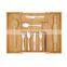 Natural Bamboo Kitchen Drawer Organizer Cutlery Tray Wood Flatware Silverware Tableware Organizer