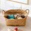 high quality Natural Shelf Basket with Handle for Organizer Stackable seagrass Woven rattan fruit picnic Baskets for Storage