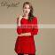China Women's Red Long-Sleeved Slim Fit Sweater Knitted Casual Style Crew Neck Solid Pattern Winter Season