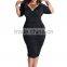 F20095A New fashion fat women dresses deep v neck slim packet hip plus size dress