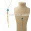 2014 Rivet Tassel Turquoise Alloy Skull Heads Pendant Dainty Long Tassel Necklace Set