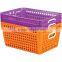 Hot Sale Injection Plastic Classroom Storage Tall Baskets with Handles Popular Medium Rectangle Book and Magazine Gift Baskets