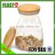 2015 New style glass jar with lid Hot selling High borosilicate glass jar High quality gass jar set with bamboo rack