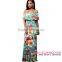Classic Wholesale Turquoise Roses Print Off-the-shoulder Women Party Dresses