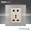 2015 Hot Sale Wallpad Switch Outlet 10A 110~250V Luxury Wall Light Switch 5 Pin Universal Socket Charger