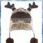 reindeer knit nepal hat with antler and pom pom