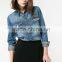 new arrival military style women's long sleeves denim shirt JXF117
