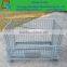 folding wire mesh roll cage container for warehouse storage