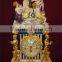 Vintage Art Decorated Ceramic Enamel Table Clock, Ornate Angel Playing Instrument Gilt and Turquoise Desk Clock