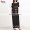 Black Graphic Print Maxi Tee Dress With Side Pocket Fashion Boho Vintage Maxi Long Dress HSd7071