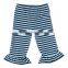 100% Cotton Knit Strip Fabric Single Ruffle Capri Pants