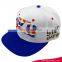 cusotm blue and white snapback cap wholesale embroidery baseball cap