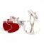 Double Red Heart Fingerprint Men Shirt Wedding Cufflinks