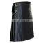 Tartan Scottish Style Black Genuine Leather Kilt