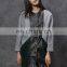wool coat with leather patchwork design for women