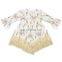 Girl Long Sleeves Tassel Dress Baby Frock Design Pictures Kids Milk Silk Dress