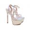 women sexy snake print stiletto heel ankle strap platform sandals shoes lady comfortable heels shinning or attractive color shoe