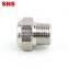 SNS BKC-V series stainless steel tube fittings pneumatic valve flat end exhaust muffler air silencer