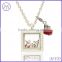 Square 22mm stainless steel clear glass locket