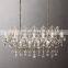 19TH C ROCOCO Iron & Crystal Rectangular  luxury home decor crysta glass Candle chandelier  hanging for living room restaurant