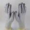 hppe and glassfibre knitted gray PU palm coated anti-cut level 5 safety work gloves for workers