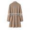 2024 New Arrival High Quality 100% Knitted Cashmere Cardigan Coat Long Winter Season Waistband Solid Pattern Front Logo Pocket
