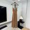 European and American style sexy backless V-neck slim fit hanging flute dress