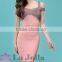 Latest 2016 women sexy mid fashion pink off shoulder bodycon bandage dress