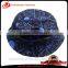Cusotm Sublimation printed fashion cotton bucket hats with pocket and zip